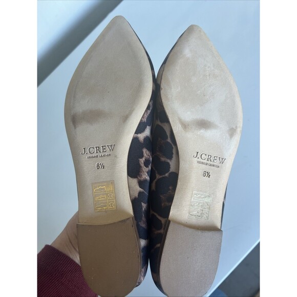 New J Crew Gemma Leopard Bow Satin Flats Size 6.5 Animal Print - Picture 7 of 9